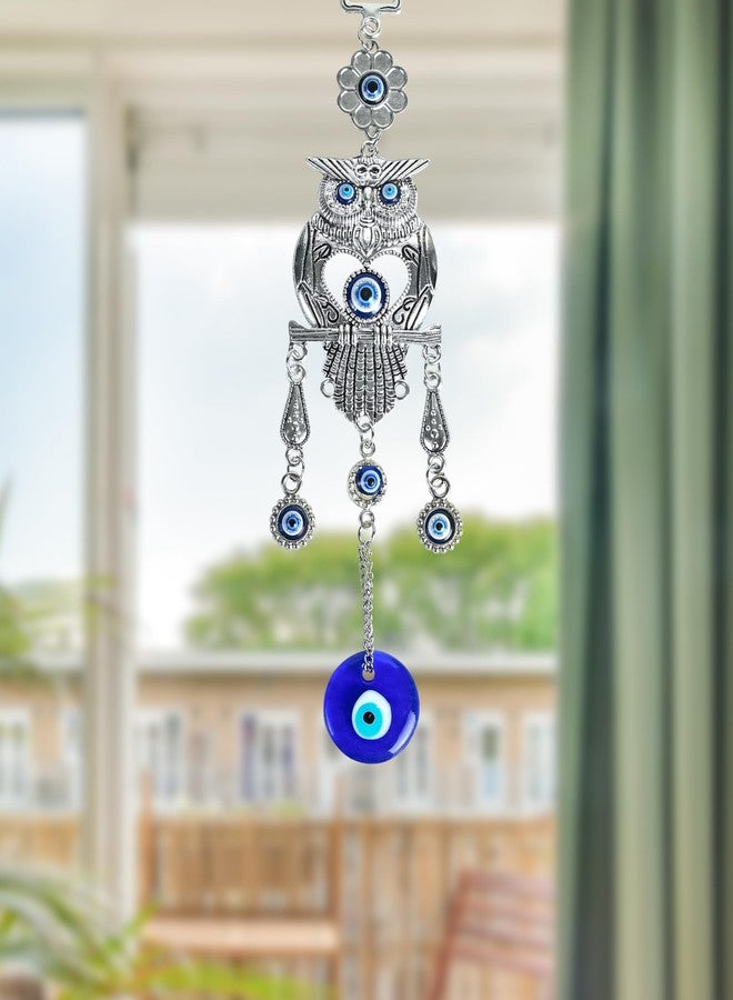 ZAICUS Metal Blue Evil Eye Owl Wall Hanging Protection, Good Luck, and Positive Energy Decor for Home & Office, Spiritual Guardian Symbol for Safety & Harmony, Ideal Gift for Loved Ones - Image 1